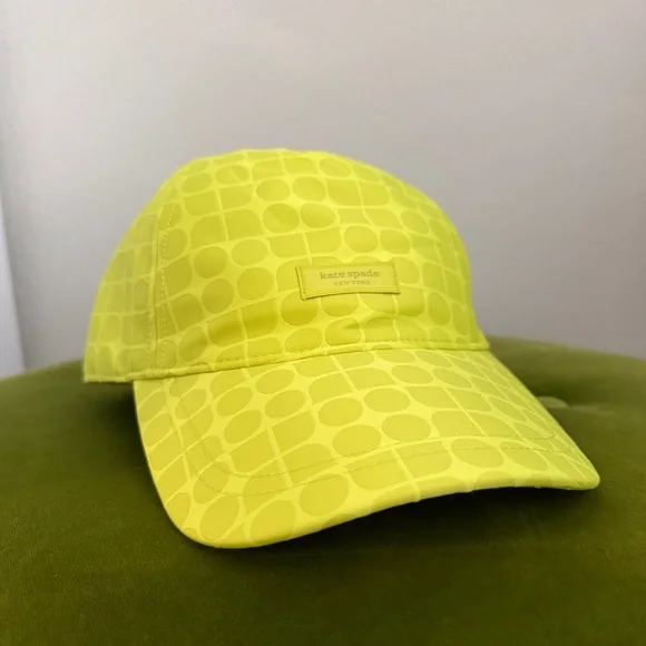 NWT Kate Spade Icon Neon Yellow Baseball Hat | New With Tags Baseball Cap - Picture 1 of 5